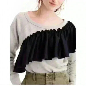 J. Crew Asymmetrical Ruffle Sweatshirt